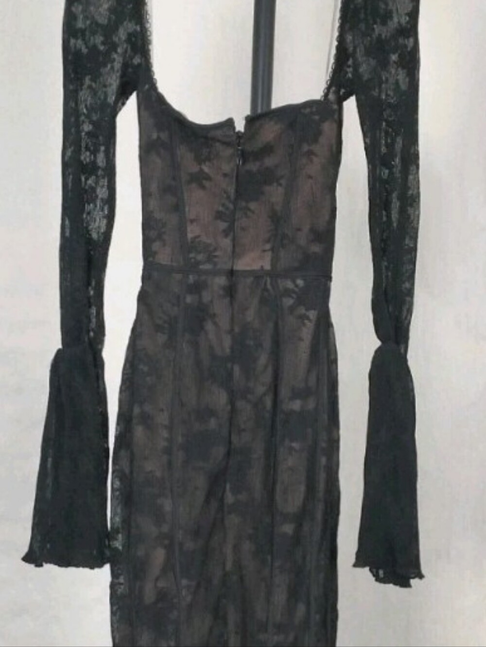 NWOT House Of Cb Delilah Lace Long-Sleeve Black Maxi Dress Evening Summer Small - Picture 4 of 6